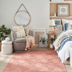 Bright Coral Diamond Outdoor Area Rug, 6X9-Kirkland's Home Best