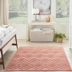 Bright Coral Diamond Outdoor Area Rug, 6X9-Kirkland's Home Best