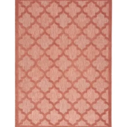 Bright Coral Trellis Outdoor Area Rug, 4X6-Kirkland's Home Best Sale