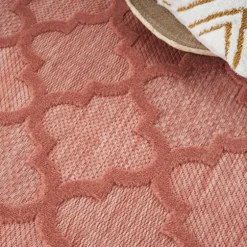 Bright Coral Trellis Outdoor Area Rug, 4X6-Kirkland's Home Best Sale