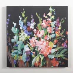 Bright Floral And Black Canvas Art Print-Kirkland's Home Online