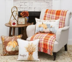 Bright Orange Harvest Plaid Throw-Kirkland's Home Flash Sale