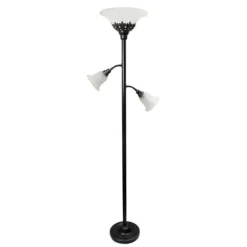 Bronze And White 3-Scallop Glass Floor Lamp-Kirkland's Home Best Sale