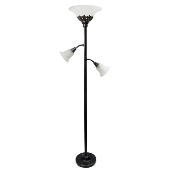 Bronze And White 3-Scallop Glass Floor Lamp-Kirkland's Home Best Sale