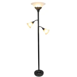 Bronze And White 3-Scallop Glass Floor Lamp-Kirkland's Home Best Sale