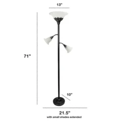 Bronze And White 3-Scallop Glass Floor Lamp-Kirkland's Home Best Sale