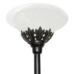 Bronze And White 3-Scallop Glass Floor Lamp-Kirkland's Home Best Sale