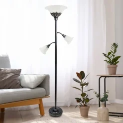 Bronze And White 3-Scallop Glass Floor Lamp-Kirkland's Home Best Sale