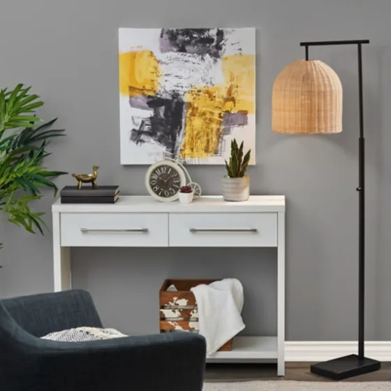 Bronze And Woven Rat Stem Floor Lamp-Kirkland's Home Fashion
