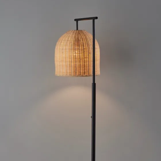 Bronze And Woven Rat Stem Floor Lamp-Kirkland's Home Fashion