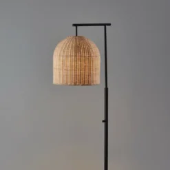 Bronze And Woven Rat Stem Floor Lamp-Kirkland's Home Fashion