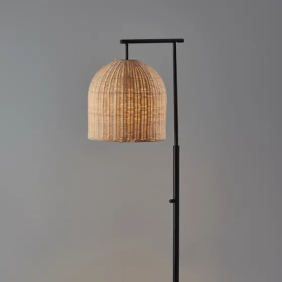 Bronze And Woven Rat Stem Floor Lamp-Kirkland's Home Fashion