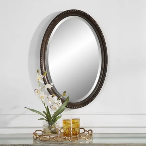 Bronze Beaded Frame Oval Mirror-Kirkland's Home Best