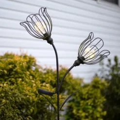 Bronze Flowers Solar Lantern Yard Stake-Kirkland's Home Sale