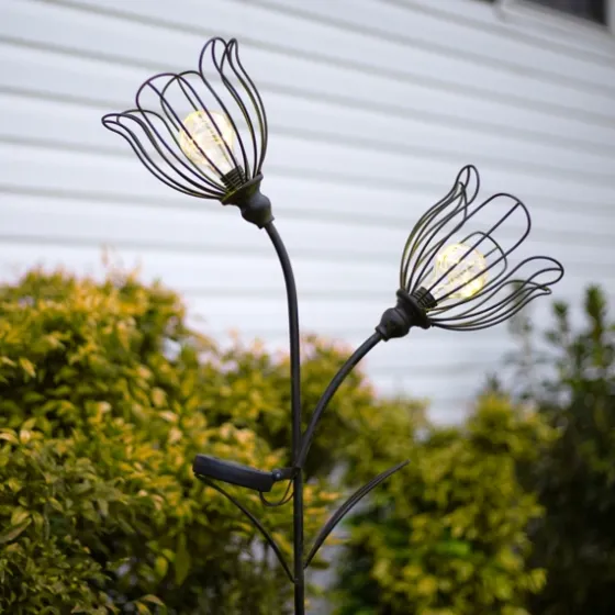 Bronze Flowers Solar Lantern Yard Stake-Kirkland's Home Sale