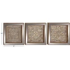 Bronze Metal Mirror Floral Wall Plaques, Set Of 3-Kirkland's Home Fashion
