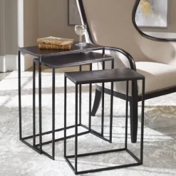 Bronze Metal Nesting Side Tables, Set Of 3-Kirkland's Home Cheap