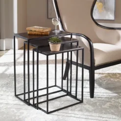Bronze Metal Nesting Side Tables, Set Of 3-Kirkland's Home Cheap