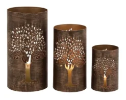 Bronze Metal Tree Hurricanes, Set Of 3-Kirkland's Home Hot