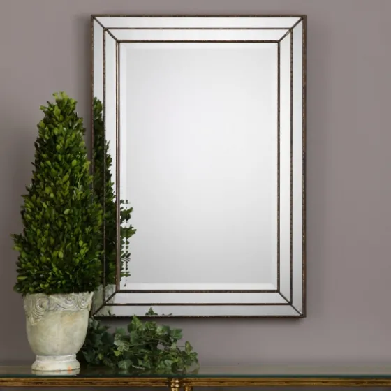 Bronze Metallic Grooved Texture Wall Mirror-Kirkland's Home Online