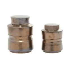 Bronze Ribbed Ceramic Jars, Set Of 2-Kirkland's Home Discount