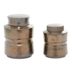 Bronze Ribbed Ceramic Jars, Set Of 2-Kirkland's Home Discount