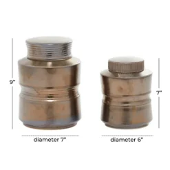 Bronze Ribbed Ceramic Jars, Set Of 2-Kirkland's Home Discount