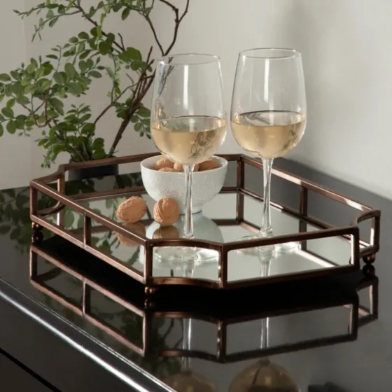 Bronze Scalloped Reflective Tray-Kirkland's Home Outlet