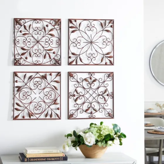 Bronze Scrollwork 4-Pc. Panel Wall Art-Kirkland's Home Outlet