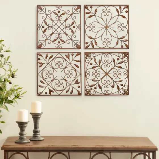 Bronze Scrollwork 4-Pc. Panel Wall Art-Kirkland's Home Outlet