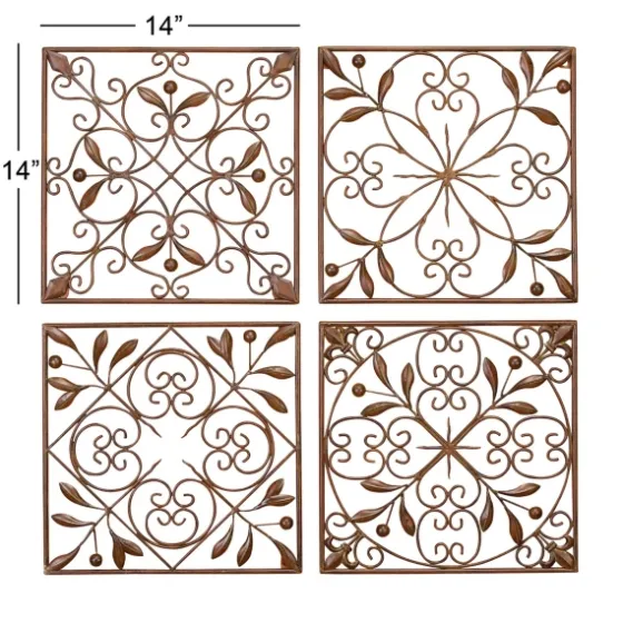 Bronze Scrollwork 4-Pc. Panel Wall Art-Kirkland's Home Outlet
