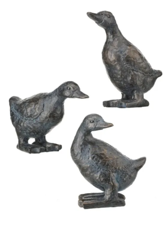 Bronze Textured Duckling Statues, Set Of 3-Kirkland's Home Store