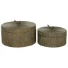Bronze Tree Bark Round Metal Boxes, Set Of 2-Kirkland's Home New