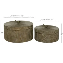 Bronze Tree Bark Round Metal Boxes, Set Of 2-Kirkland's Home New