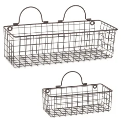 Bronze Wall Hanging Wire Baskets, Set Of 2-Kirkland's Home Online