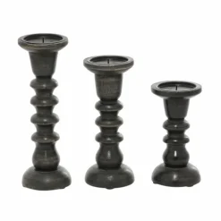 Bronze Wood Column Candle Holders, Set Of 3-Kirkland's Home New