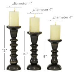 Bronze Wood Column Candle Holders, Set Of 3-Kirkland's Home New