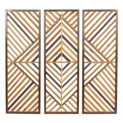 Bronze Wood Geometric Wall Plaques, Set Of 3-Kirkland's Home Clearance