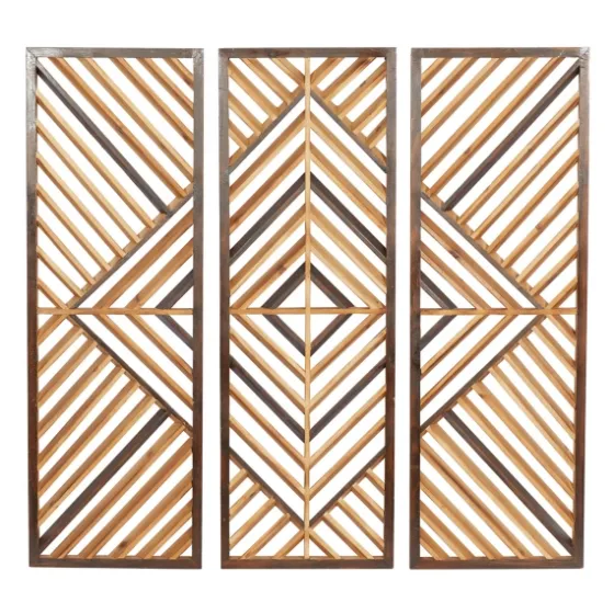Bronze Wood Geometric Wall Plaques, Set Of 3-Kirkland's Home Clearance