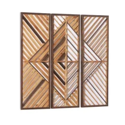 Bronze Wood Geometric Wall Plaques, Set Of 3-Kirkland's Home Clearance