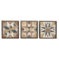 Brown Abstract Wood Framed Wall Plaques, Set Of 3-Kirkland's Home Shop