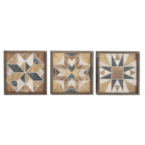 Brown Abstract Wood Framed Wall Plaques, Set Of 3-Kirkland's Home Shop
