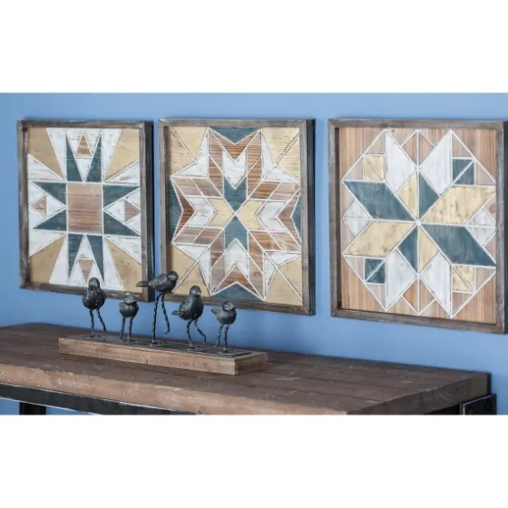 Brown Abstract Wood Framed Wall Plaques, Set Of 3-Kirkland's Home Shop