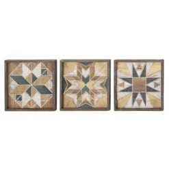 Brown Abstract Wood Framed Wall Plaques, Set Of 3-Kirkland's Home Shop