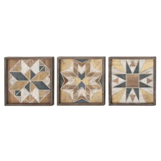 Brown Abstract Wood Framed Wall Plaques, Set Of 3-Kirkland's Home Shop