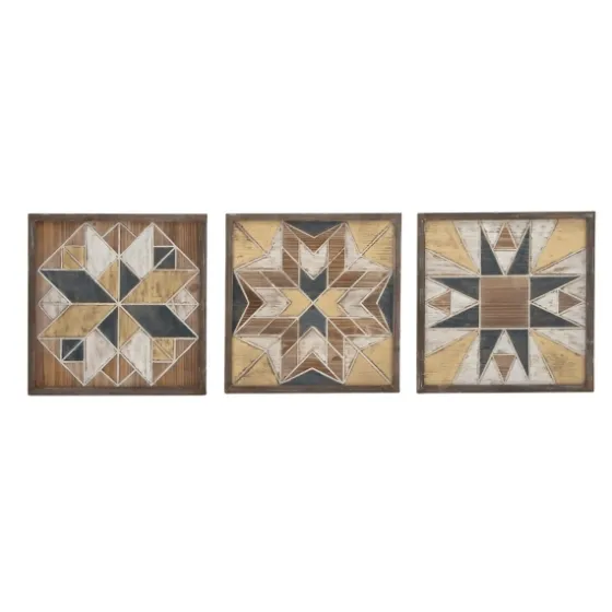 Brown Abstract Wood Framed Wall Plaques, Set Of 3-Kirkland's Home Shop