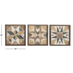 Brown Abstract Wood Framed Wall Plaques, Set Of 3-Kirkland's Home Shop
