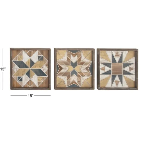 Brown Abstract Wood Framed Wall Plaques, Set Of 3-Kirkland's Home Shop