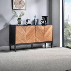 Brown And Black Wood Chevron 4-Door Sideboard-Kirkland's Home New