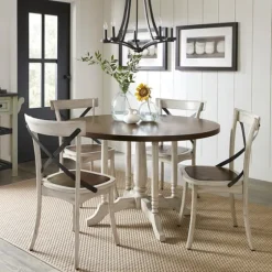 Brown And White Round Wooden Dining Table-Kirkland's Home Shop